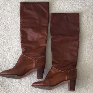 Pollini Italian slide on brown leather boots size 8.5